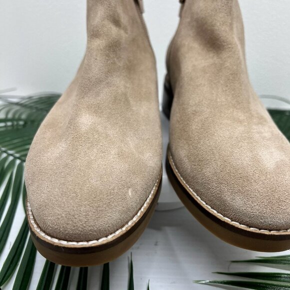 Cole Haan Tan Suede Hampshire Almond Toe Buckle Zip Ankle Boots Size 8.5B NWOB - Picture 6 of 14